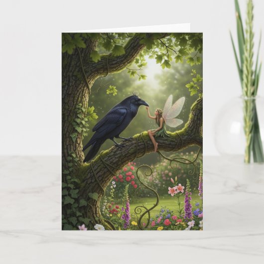 Vrienden Ravens spelen met fee Kaart (Voorkant)