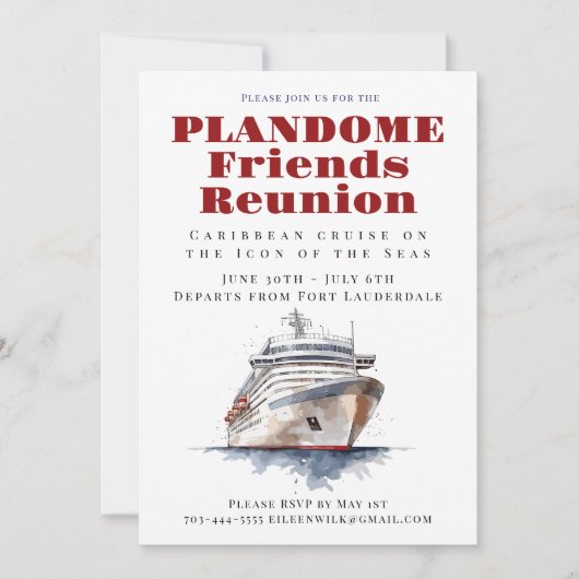 Vrienden Reünie Cruise Vakantie Uitnodiging (Voorkant)