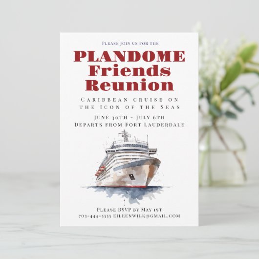 Vrienden Reünie Cruise Vakantie Uitnodiging (Staand voorkant)