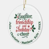 Vrienden rood groen typografie Kerst Keramisch Ornament (Links)