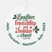 Vrienden rood groen typografie Kerst Metalen Ornament (Achterkant)