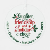 Vrienden rood groen typografie Kerst Metalen Ornament (Voorkant)