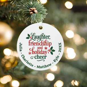 Vrienden rood groen typografie Kerst Metalen Ornament