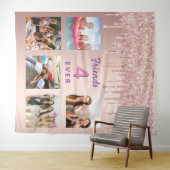 Vrienden roze gouden fotocollage glitters wandkleed (In Situ (horizontaal))