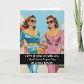 Vrienden Sarcastische Retro 50s Huisvrouw Kaart (Voorkant)