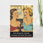Vrienden Sarcastische Retro 50s Huisvrouw Kaart (Voorkant)