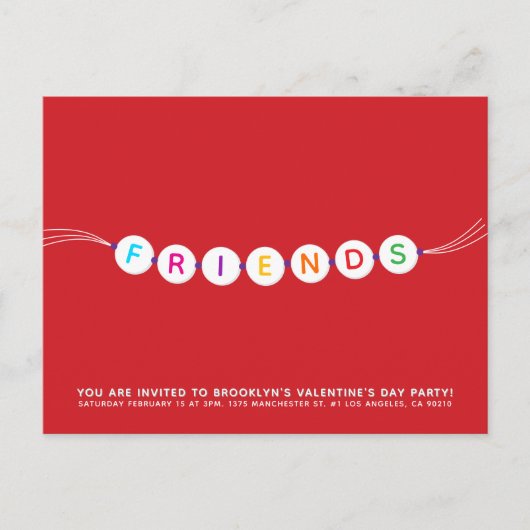 Vrienden schattige vriendschapsarmband rood Valent Uitnodiging Briefkaart (Voorkant)
