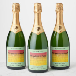 Vrienden, Schattigee en tropische zonsondergang Sparkling Wijnetiket