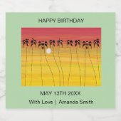 Vrienden, Schattigee en tropische zonsondergang Sparkling Wijnetiket (Enkel label)