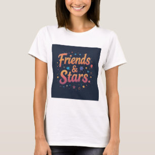 Vrienden & Sterren - grillig kosmisch kunstwerk T-shirt