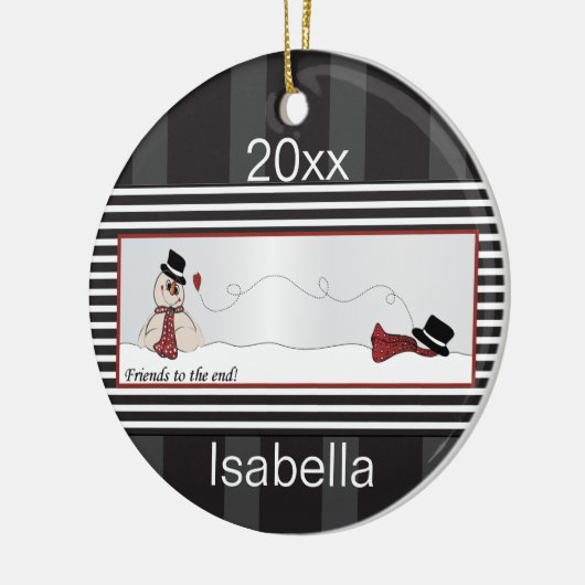 Vrienden tot het einde keramisch ornament (Links)