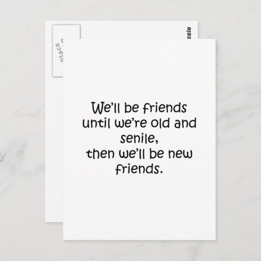 Vrienden tot we oud en seniel grappig design zijn briefkaart (Voorkant / Achterkant)
