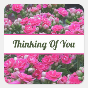 Vrienden  Tuin Roze Bloemen Denkend aan jou Vierkante Sticker