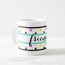 Vrienden Turkoois Geel Roze Polka Dots Koffiemok