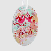 Vrienden Twee Schattige Vogels op een Tak Custom Ornament (voorkant)