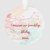 Vrienden Twee Schattige Vogels op een Tak Custom Ornament (achterkant)