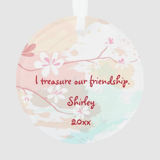 Vrienden Twee Schattige Vogels op een Tak Custom Ornament (achterkant)