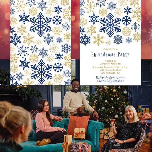 Vrienden uitnodigingen Chique Glitter Sneeuwvlokke