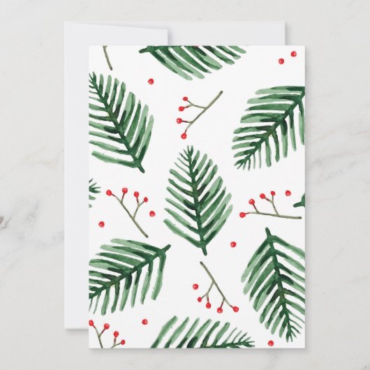 Vrienden uitnodigingen Elegante Kerst Evergreen (Achterkant)