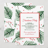 Vrienden uitnodigingen Elegante Kerst Evergreen (Voorkant / Achterkant)