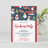 Vrienden uitnodigingen Kerstbomen Sneeuwman (Staand voorkant)