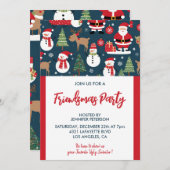 Vrienden uitnodigingen Kerstbomen Sneeuwman (Voorkant / Achterkant)