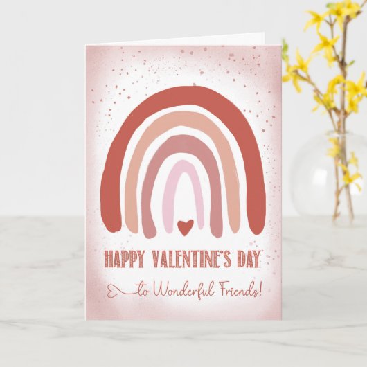 Vrienden Valentijnsdag Hand geschilderd zacht roze Kaart (Gele Bloem)