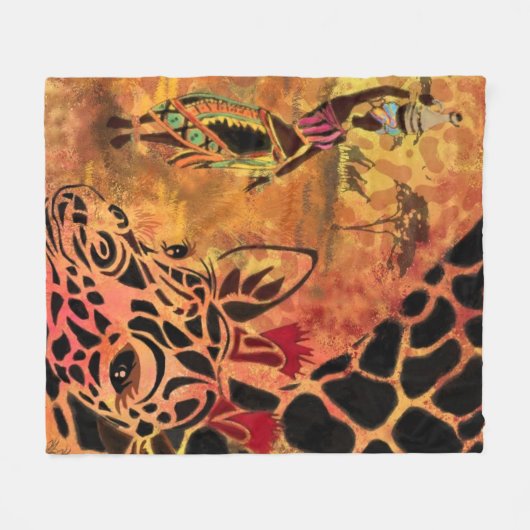 Vrienden van Afrikaanse meisjes en Giraffe Fleece  Deken (Voorkant (Horizontaal))