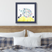 Vrienden van Clementine | Folk Art Hedge Hog Canvas Afdruk (Insitu (Slaapkamer))