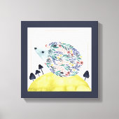 Vrienden van Clementine | Folk Art Hedge Hog Canvas Afdruk (Voorkant)