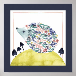 Vrienden van Clementine Folk Art Hedge Hog Poster