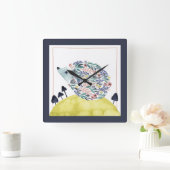 Vrienden van Clementine | Folk Art Hedge Hog Vierkante Klok (Huis)