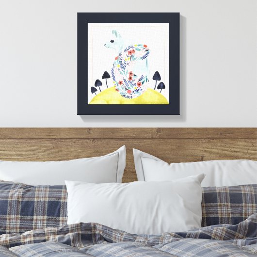 Vrienden van Clementine | Folkkunsteekhoorn Canvas Afdruk (Insitu (Slaapkamer))