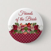 VRIENDEN VAN DE BRIDE Rose Bouquet Wedding Button (Voorkant)