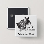 Vrienden van de knop Mutt Vierkante Button 5,1 Cm (Voorkant /achterkant)