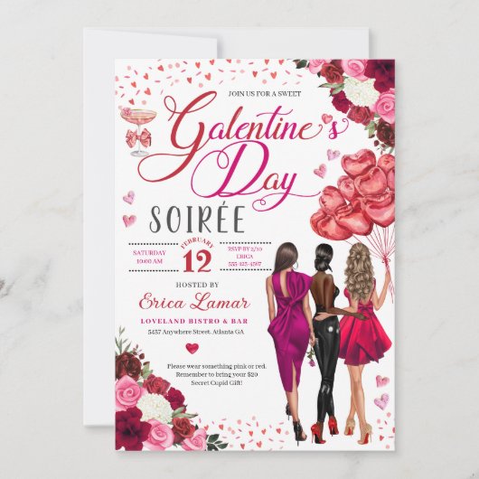 Vrienden van Galentine's Day Girl Brunch Pink Hear Kaart (Voorkant)