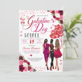 Vrienden van Galentine's Day Girl Brunch Pink Hear Kaart (Staand voorkant)