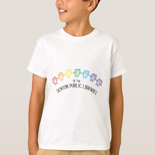 Vrienden van het logo van de Denton openbare bibli T-shirt (Voorkant)