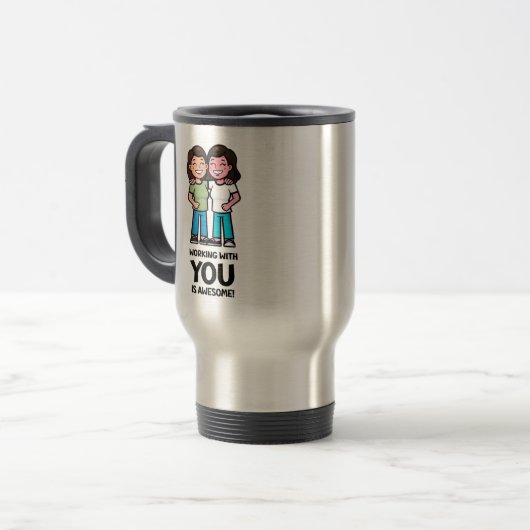 Vrienden van het werk - Twee vrouwen Classic Reisbeker (Voorkant links)