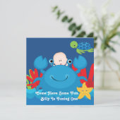 Vrienden van krab en Zee 1 jaar oud uitgenodigd Kaart (Staand voorkant)