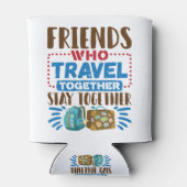 Vrienden van reisboten die samen reizen blikjeskoeler (Achterkant)