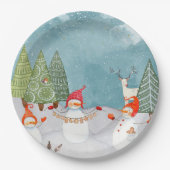 VRIENDEN VAN SNOWMAN EN WOODLAND IN WINTER WONDERL PAPIEREN BORDJE (Voorkant)