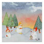 VRIENDEN VAN SNOWMAN EN WOODLAND IN WINTER WONDERL POSTER (Voorkant)