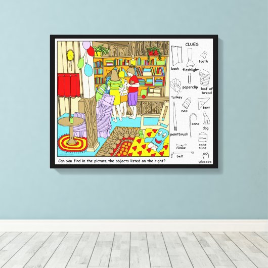 Vrienden Verborgen Objecten Puzzel Canvas Afdruk (Insitu (Houten vloer))