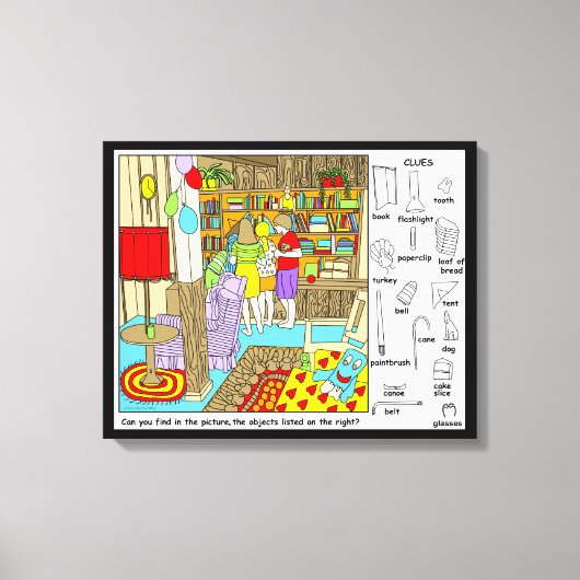 Vrienden Verborgen Objecten Puzzel Canvas Afdruk (Voorkant)