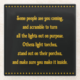 Vrienden verlichten de weg glazen onderzetter