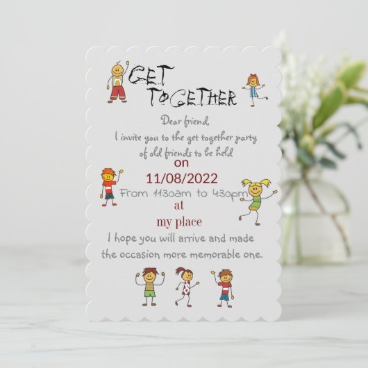 Vrienden verzamelen kaart (Staand voorkant)