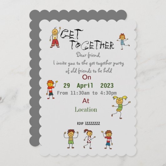 Vrienden verzamelen uitnodiging (Voorkant / Achterkant)