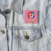 Vrienden Vierkante Button 5,1 Cm (In situ)