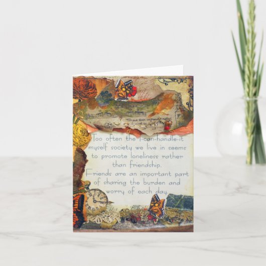 Vrienden Vlinders Bloemen Gemengde Media Collage Kaart (Voorkant)